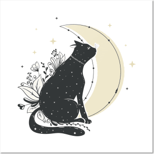 Moonlight cat Posters and Art